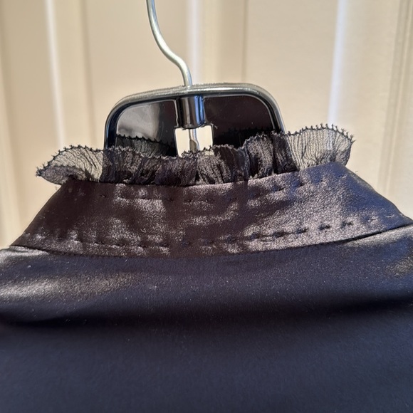 Signature Saks Fifth Ave black silk ruffle neck blouse - Picture 8 of 14